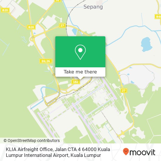 Peta KLIA Airfreight Office, Jalan CTA 4 64000 Kuala Lumpur International Airport