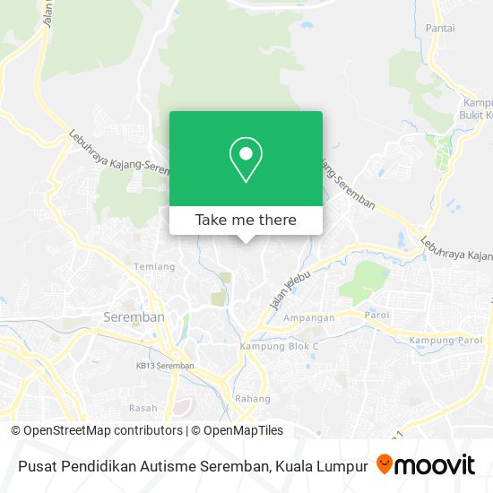 Peta Pusat Pendidikan Autisme Seremban