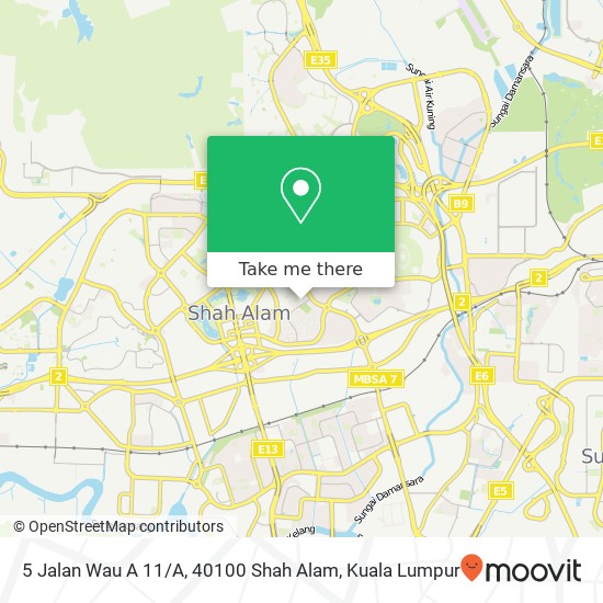 Peta 5 Jalan Wau A 11 / A, 40100 Shah Alam