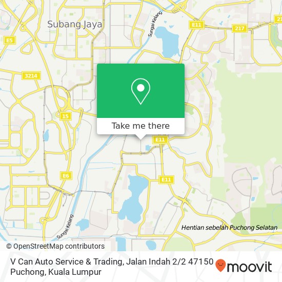 Peta V Can Auto Service & Trading, Jalan Indah 2 / 2 47150 Puchong