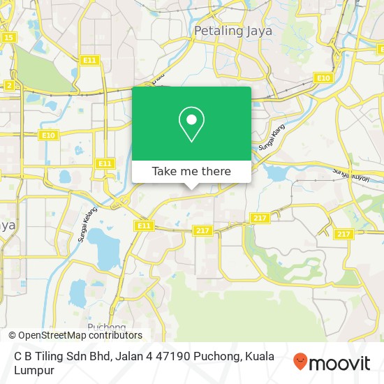 Peta C B Tiling Sdn Bhd, Jalan 4 47190 Puchong