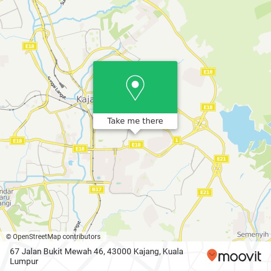 Peta 67 Jalan Bukit Mewah 46, 43000 Kajang