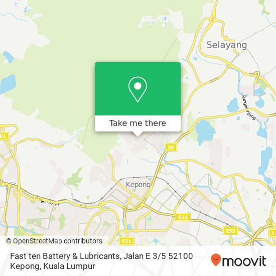 Fast ten Battery & Lubricants, Jalan E 3 / 5 52100 Kepong map
