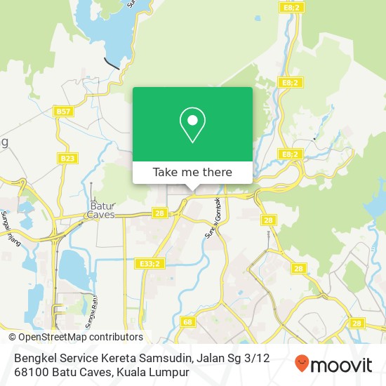 Peta Bengkel Service Kereta Samsudin, Jalan Sg 3 / 12 68100 Batu Caves