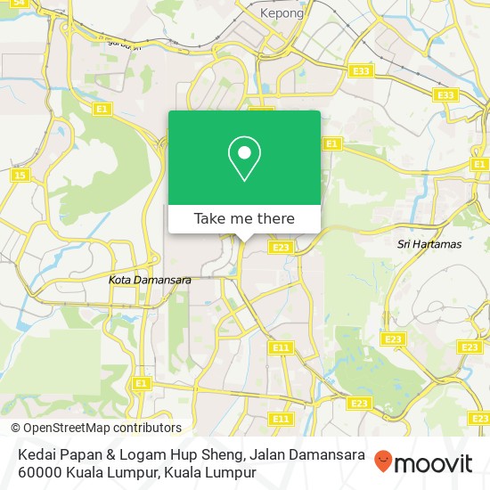 Kedai Papan & Logam Hup Sheng, Jalan Damansara 60000 Kuala Lumpur map