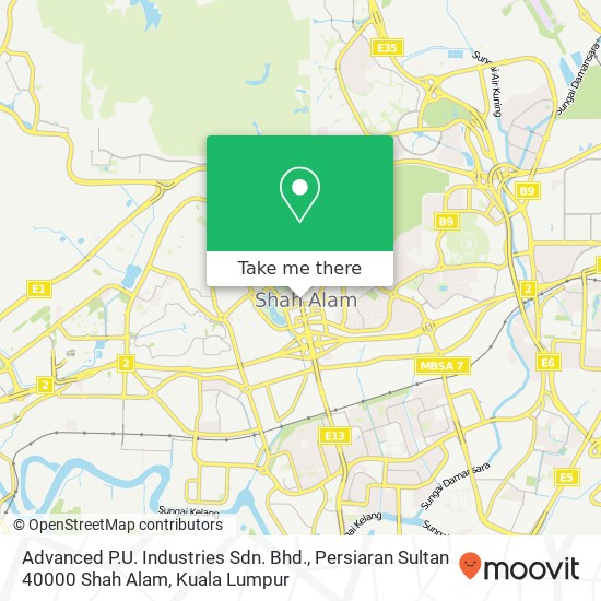 Peta Advanced P.U. Industries Sdn. Bhd., Persiaran Sultan 40000 Shah Alam