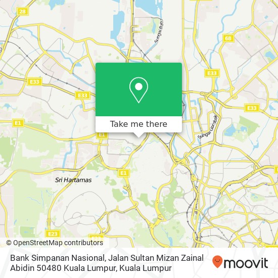 Bank Simpanan Nasional, Jalan Sultan Mizan Zainal Abidin 50480 Kuala Lumpur map