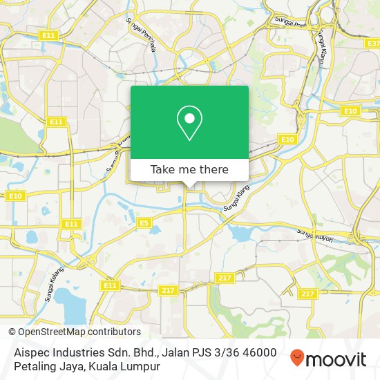 Peta Aispec Industries Sdn. Bhd., Jalan PJS 3 / 36 46000 Petaling Jaya