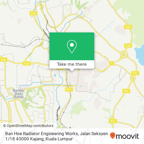 Ban Hoe Radiator Engineering Works, Jalan Seksyen 1 / 18 43000 Kajang map