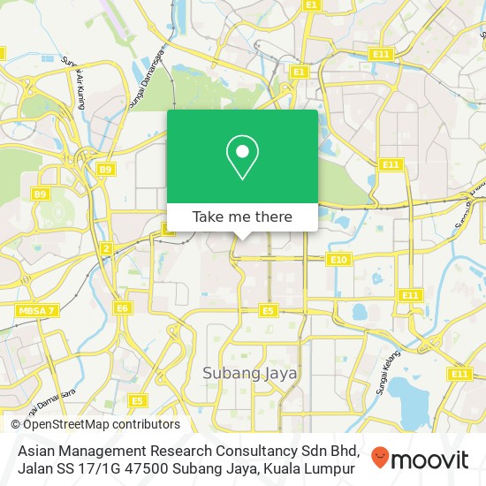 Asian Management Research Consultancy Sdn Bhd, Jalan SS 17 / 1G 47500 Subang Jaya map