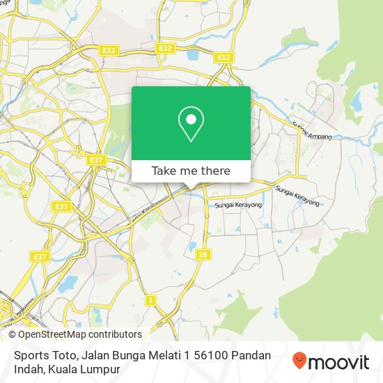Peta Sports Toto, Jalan Bunga Melati 1 56100 Pandan Indah