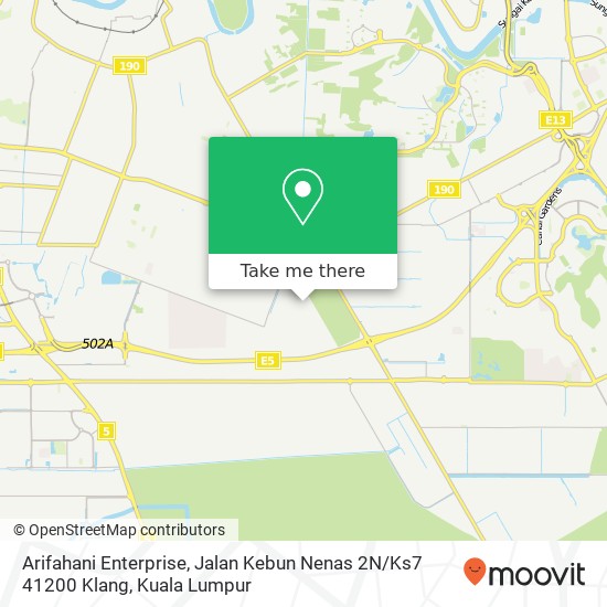 Peta Arifahani Enterprise, Jalan Kebun Nenas 2N / Ks7 41200 Klang