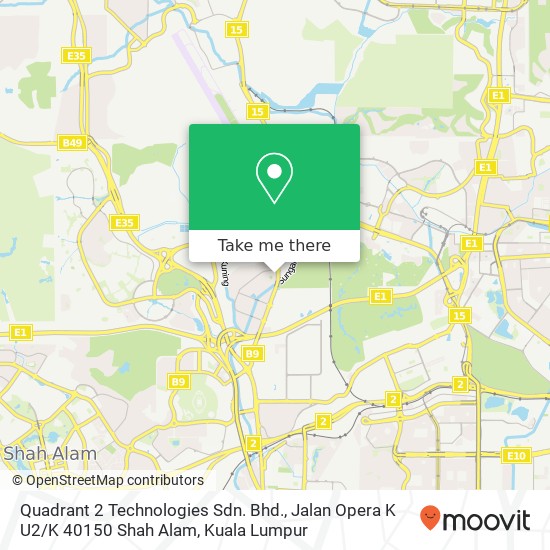 Peta Quadrant 2 Technologies Sdn. Bhd., Jalan Opera K U2 / K 40150 Shah Alam