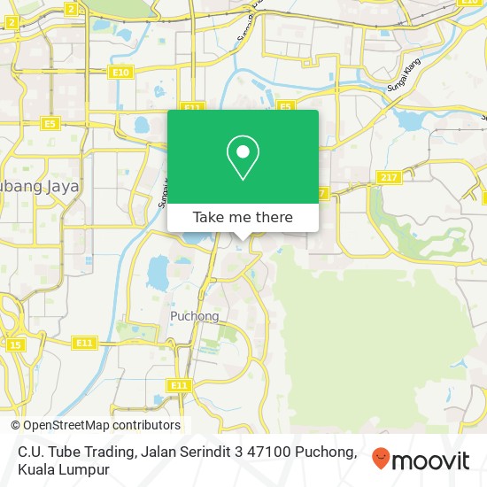 Peta C.U. Tube Trading, Jalan Serindit 3 47100 Puchong