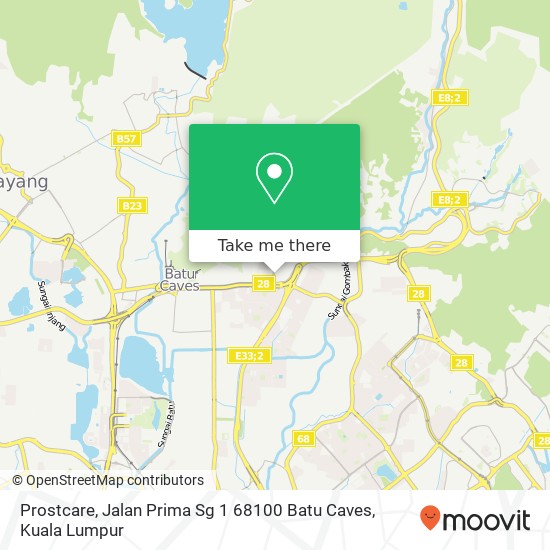 Peta Prostcare, Jalan Prima Sg 1 68100 Batu Caves