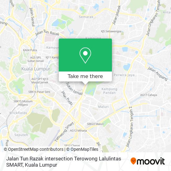 Peta Jalan Tun Razak intersection Terowong Lalulintas SMART