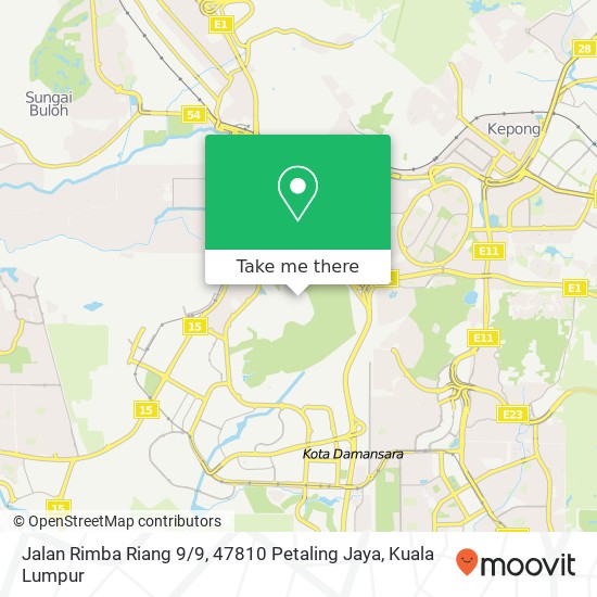 Peta Jalan Rimba Riang 9 / 9, 47810 Petaling Jaya