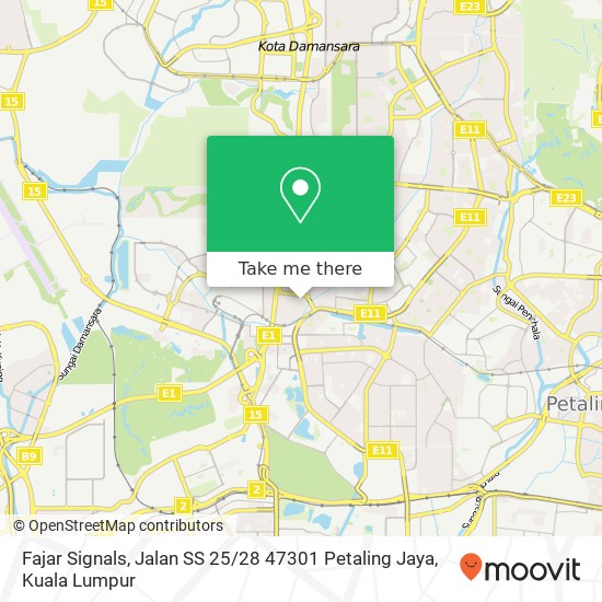 Peta Fajar Signals, Jalan SS 25 / 28 47301 Petaling Jaya