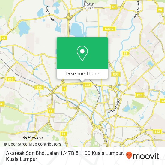 Akateak Sdn Bhd, Jalan 1 / 47B 51100 Kuala Lumpur map