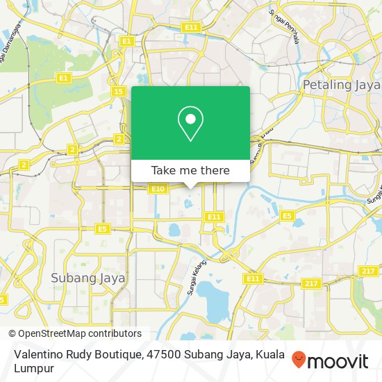 Peta Valentino Rudy Boutique, 47500 Subang Jaya