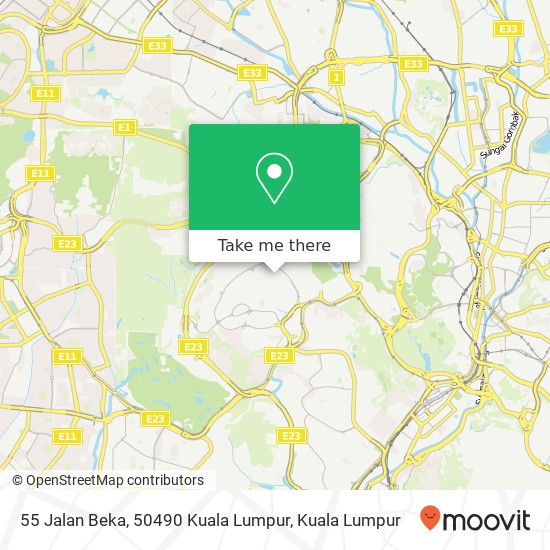 Peta 55 Jalan Beka, 50490 Kuala Lumpur