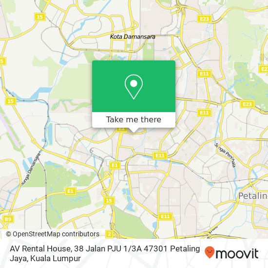 Peta AV Rental House, 38 Jalan PJU 1 / 3A 47301 Petaling Jaya