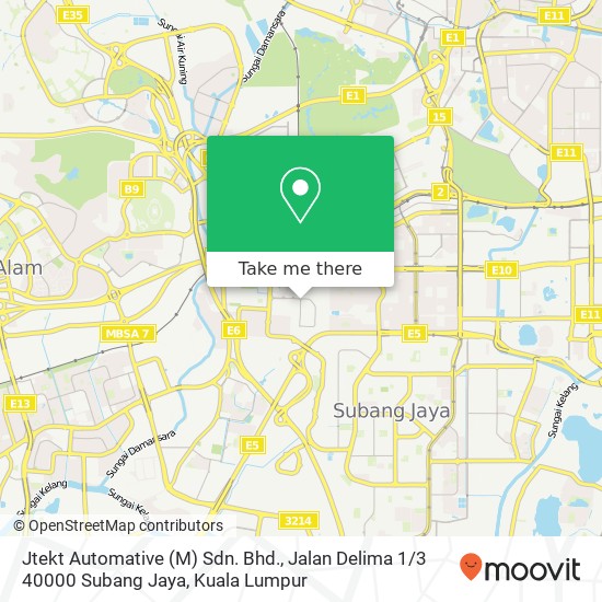 Peta Jtekt Automative (M) Sdn. Bhd., Jalan Delima 1 / 3 40000 Subang Jaya