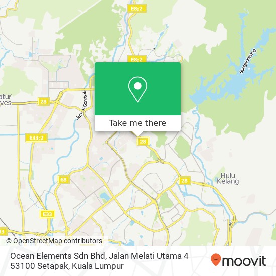 Peta Ocean Elements Sdn Bhd, Jalan Melati Utama 4 53100 Setapak