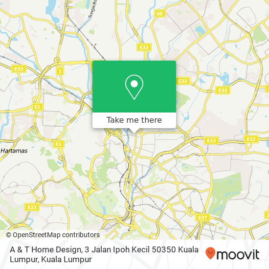 Peta A & T Home Design, 3 Jalan Ipoh Kecil 50350 Kuala Lumpur