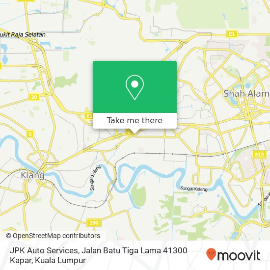 Peta JPK Auto Services, Jalan Batu Tiga Lama 41300 Kapar