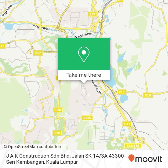Peta J A K Construction Sdn Bhd, Jalan SK 14 / 3A 43300 Seri Kembangan