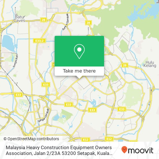 Malaysia Heavy Construction Equipment Owners Association, Jalan 2 / 23A 53200 Setapak map