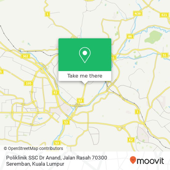 Peta Poliklinik SSC Dr Anand, Jalan Rasah 70300 Seremban