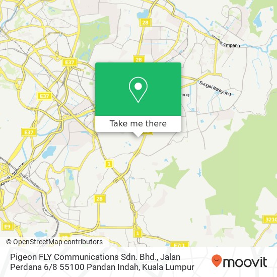 Peta Pigeon FLY Communications Sdn. Bhd., Jalan Perdana 6 / 8 55100 Pandan Indah
