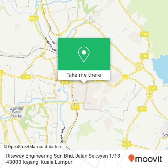 Riteway Engineering Sdn Bhd, Jalan Seksyen 1 / 13 43000 Kajang map