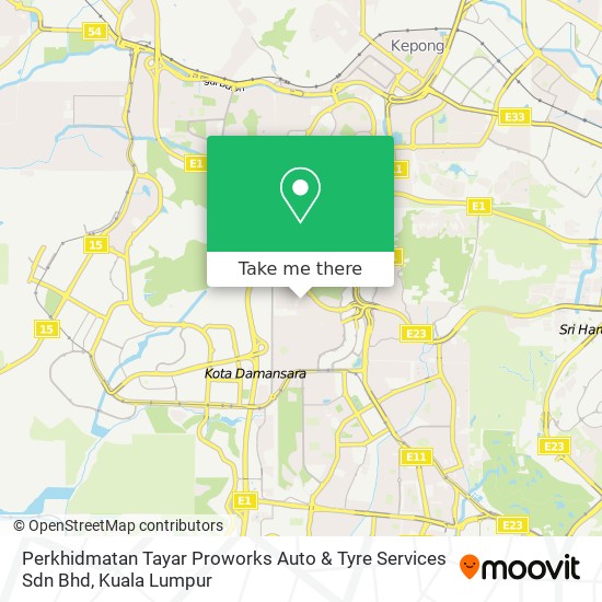 Perkhidmatan Tayar Proworks Auto & Tyre Services Sdn Bhd map