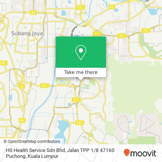 Peta HS Health Service Sdn Bhd, Jalan TPP 1 / 8 47160 Puchong