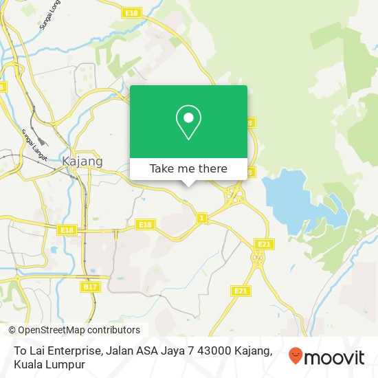 Peta To Lai Enterprise, Jalan ASA Jaya 7 43000 Kajang