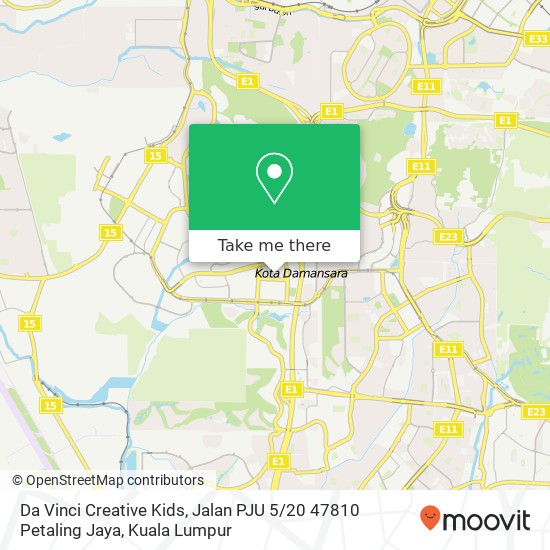 Peta Da Vinci Creative Kids, Jalan PJU 5 / 20 47810 Petaling Jaya