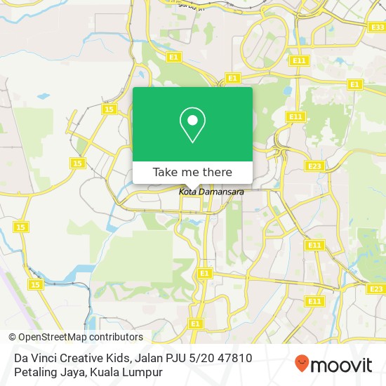 Da Vinci Creative Kids, Jalan PJU 5 / 20 47810 Petaling Jaya map