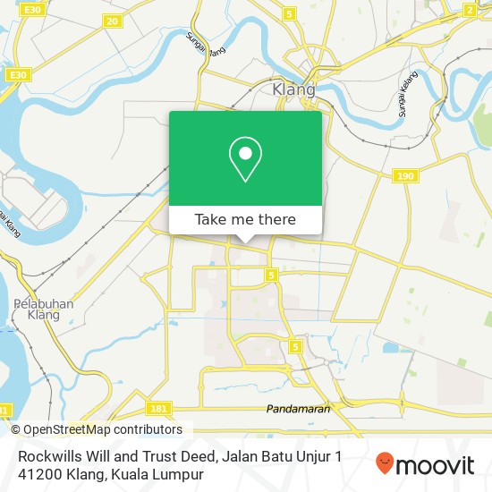 Peta Rockwills Will and Trust Deed, Jalan Batu Unjur 1 41200 Klang