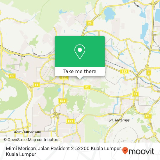 Peta Mimi Merican, Jalan Resident 2 52200 Kuala Lumpur