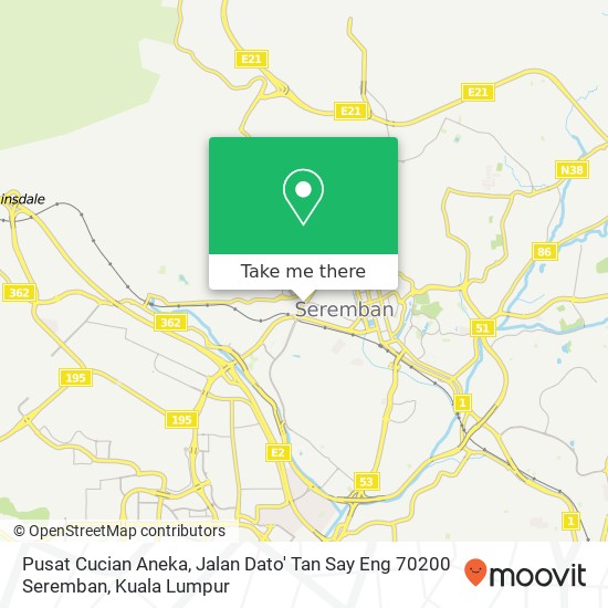 Peta Pusat Cucian Aneka, Jalan Dato' Tan Say Eng 70200 Seremban