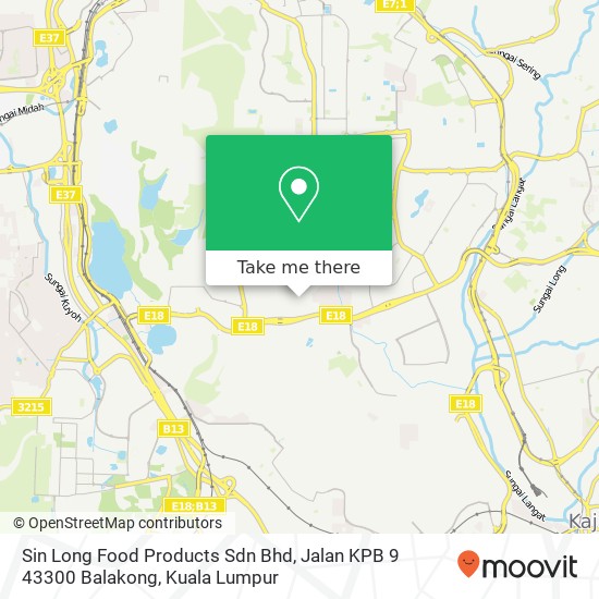 Peta Sin Long Food Products Sdn Bhd, Jalan KPB 9 43300 Balakong