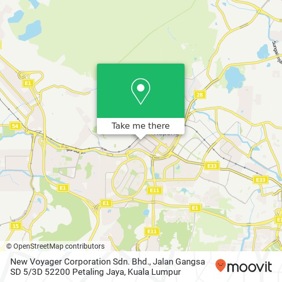 Peta New Voyager Corporation Sdn. Bhd., Jalan Gangsa SD 5 / 3D 52200 Petaling Jaya