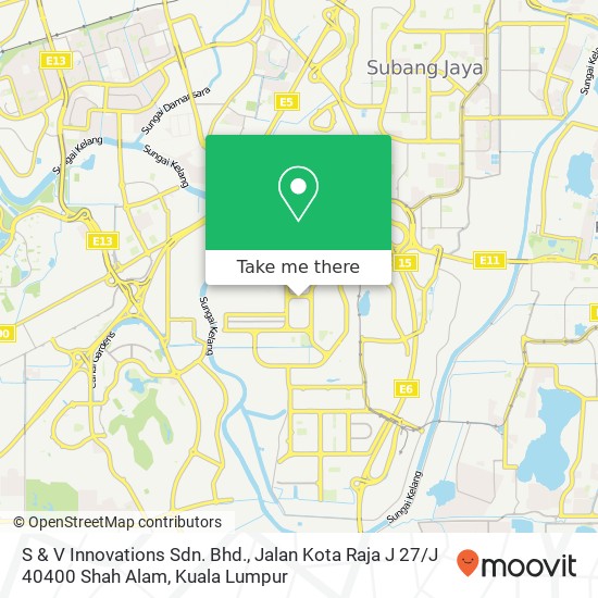 Peta S & V Innovations Sdn. Bhd., Jalan Kota Raja J 27 / J 40400 Shah Alam
