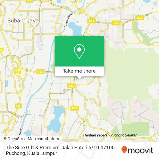 Peta The Sure Gift & Premium, Jalan Puteri 5 / 10 47100 Puchong