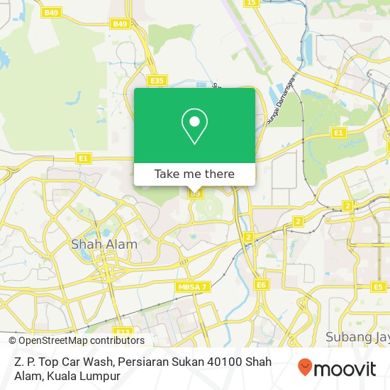 Z. P. Top Car Wash, Persiaran Sukan 40100 Shah Alam map