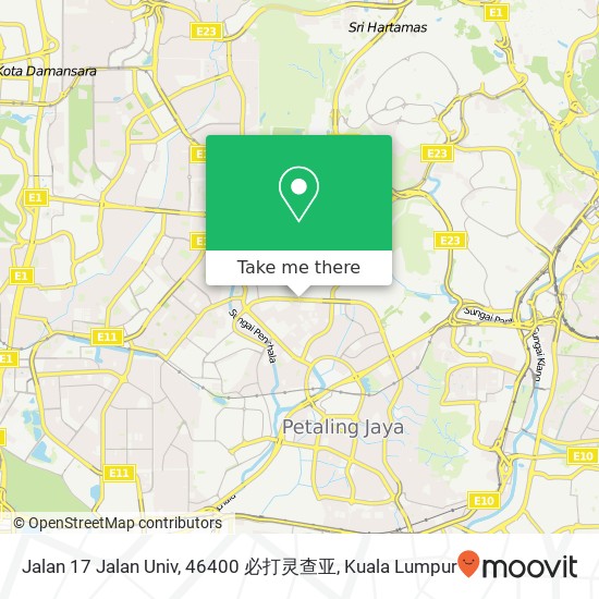 Peta Jalan 17 Jalan Univ, 46400 必打灵查亚