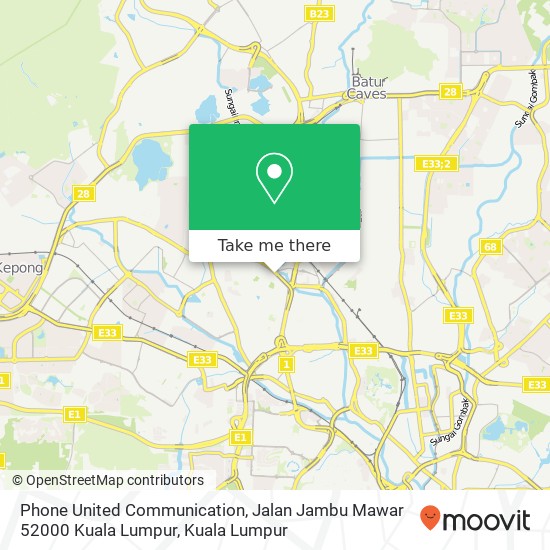 Phone United Communication, Jalan Jambu Mawar 52000 Kuala Lumpur map